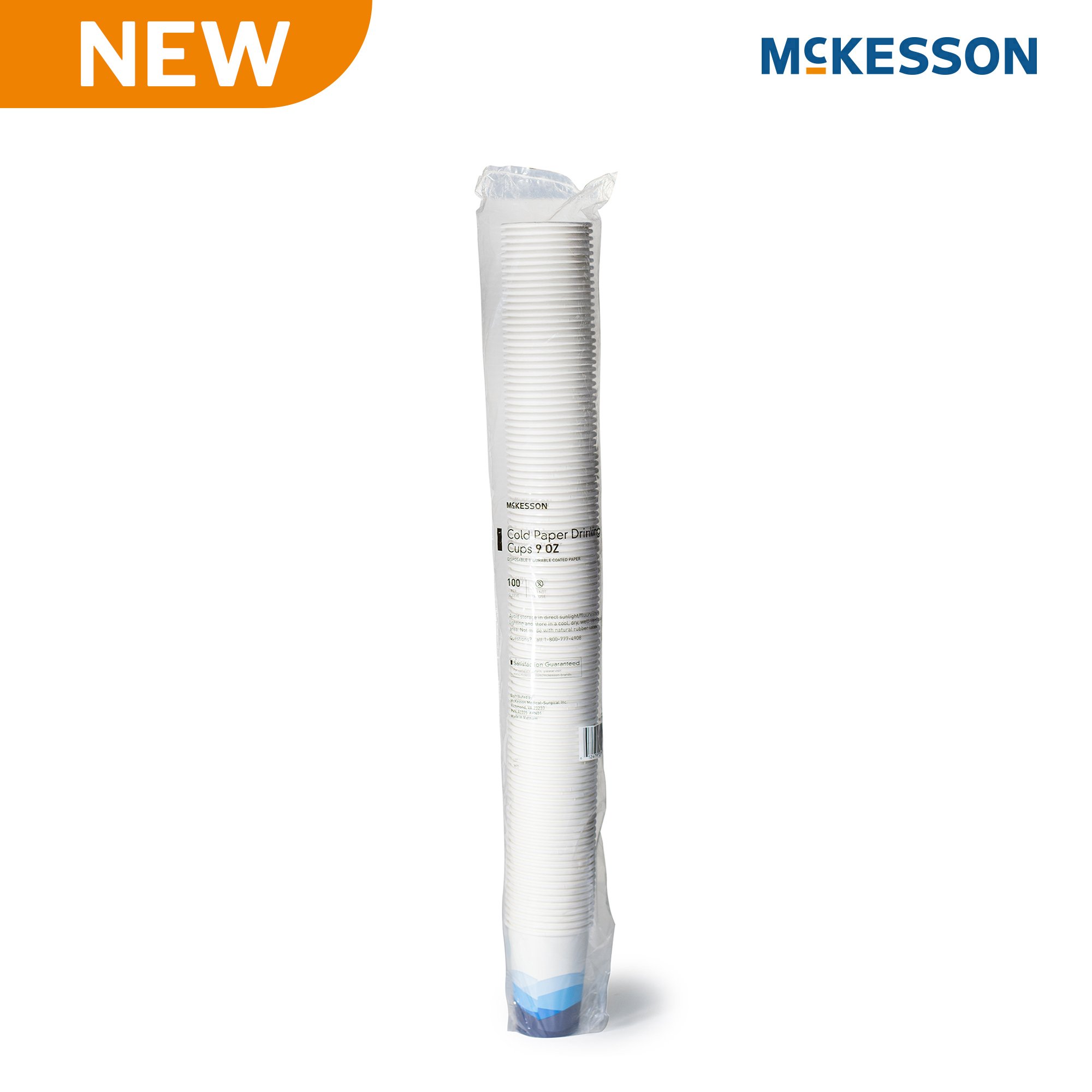McKesson Paper Cup for Cold Beverages, Blue Mountain Print, 9-ounce Capacity