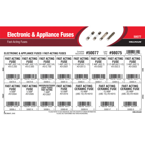 Electronic & Appliance Fuses Assortment (FastActing Fuses) Fuses
