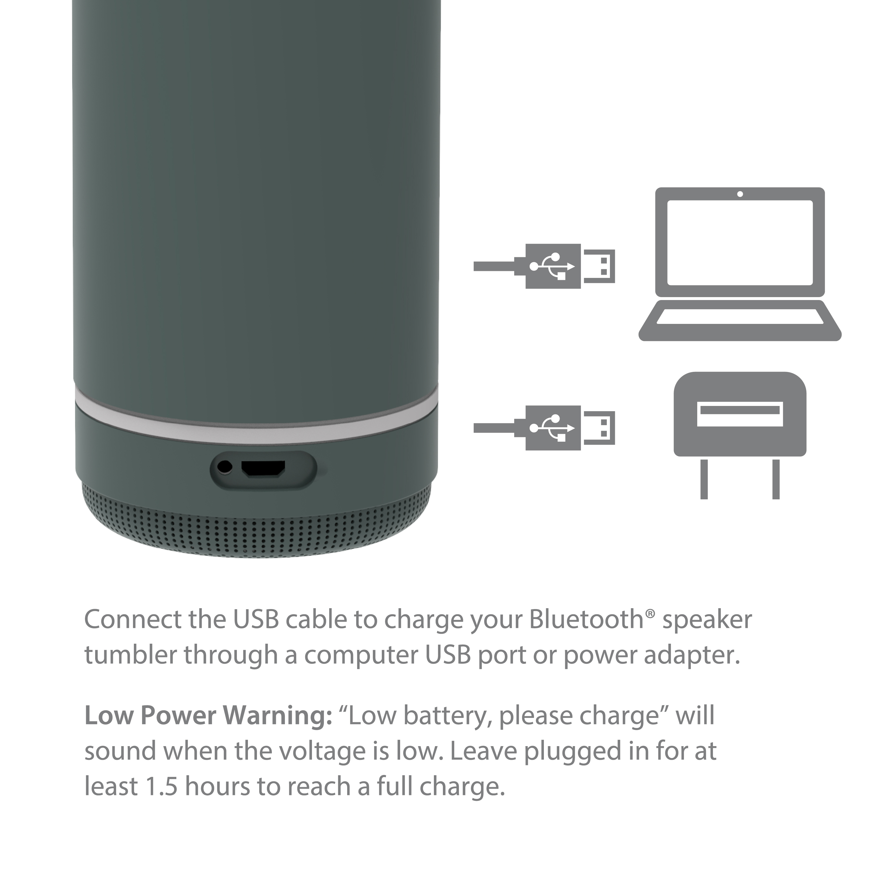 Zak Play 17.5 ounce Stainless Steel Tumbler with Bluetooth Speaker, Gray slideshow image 8 Zak Play 17.5 ounce Stainless Steel Tumbler with Bluetooth Speaker, Gray slideshow image 8