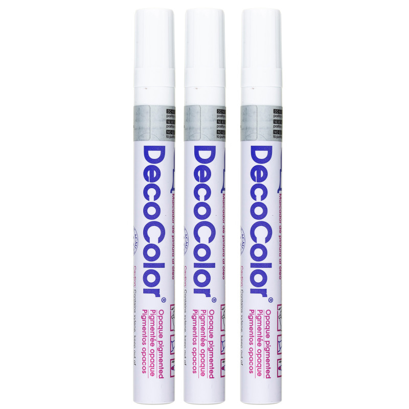 DecoColor® Paint Marker, Broad Tip, 300-S, White, Set of 3