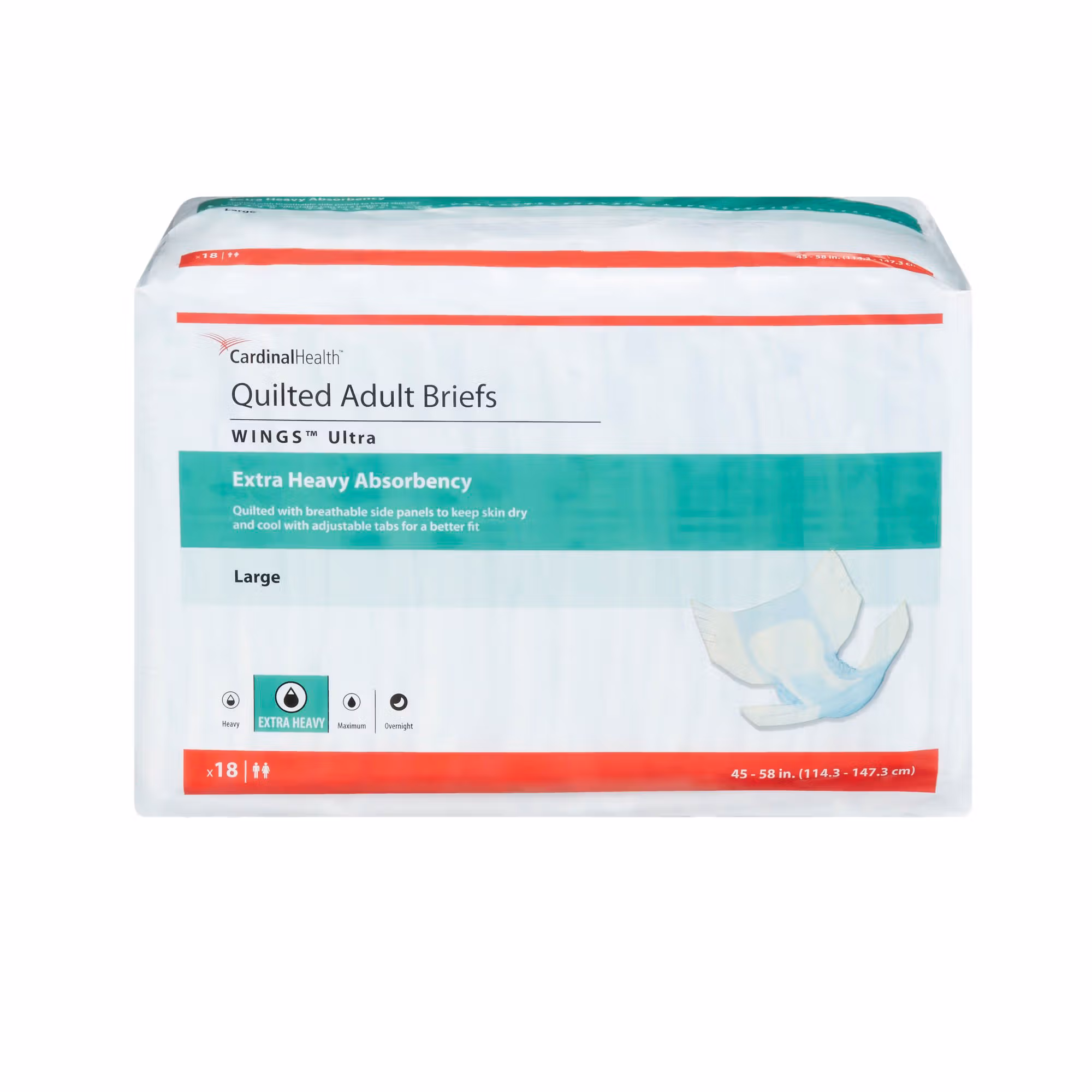 Wings™ Ultra Quilted Extra Heavy Absorbency Incontinence Brief, Large
