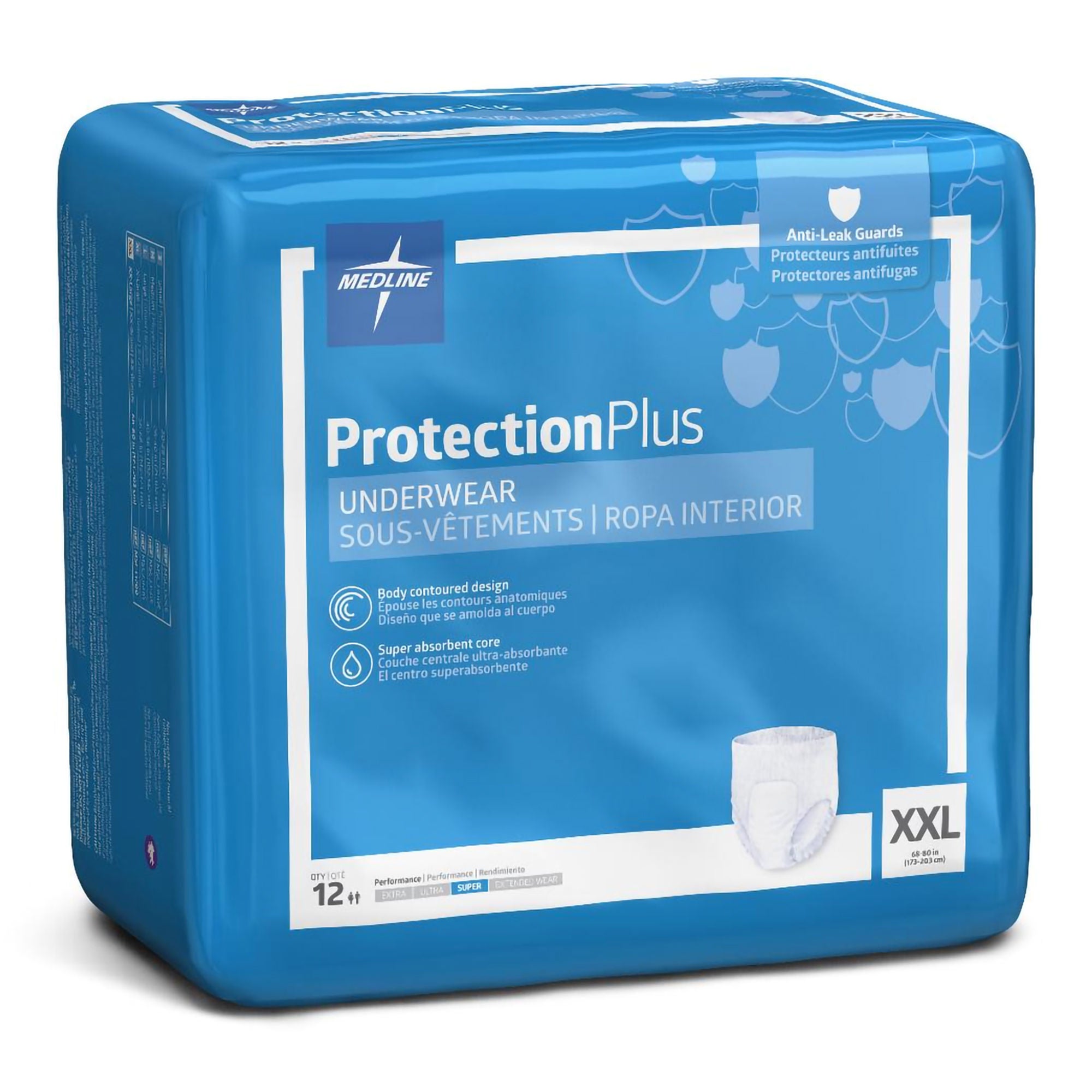 Medline UNDERWEAR, PROTECTION PLUS PROTECTIVE ADLT 2XLG (12/BG 4BG/C