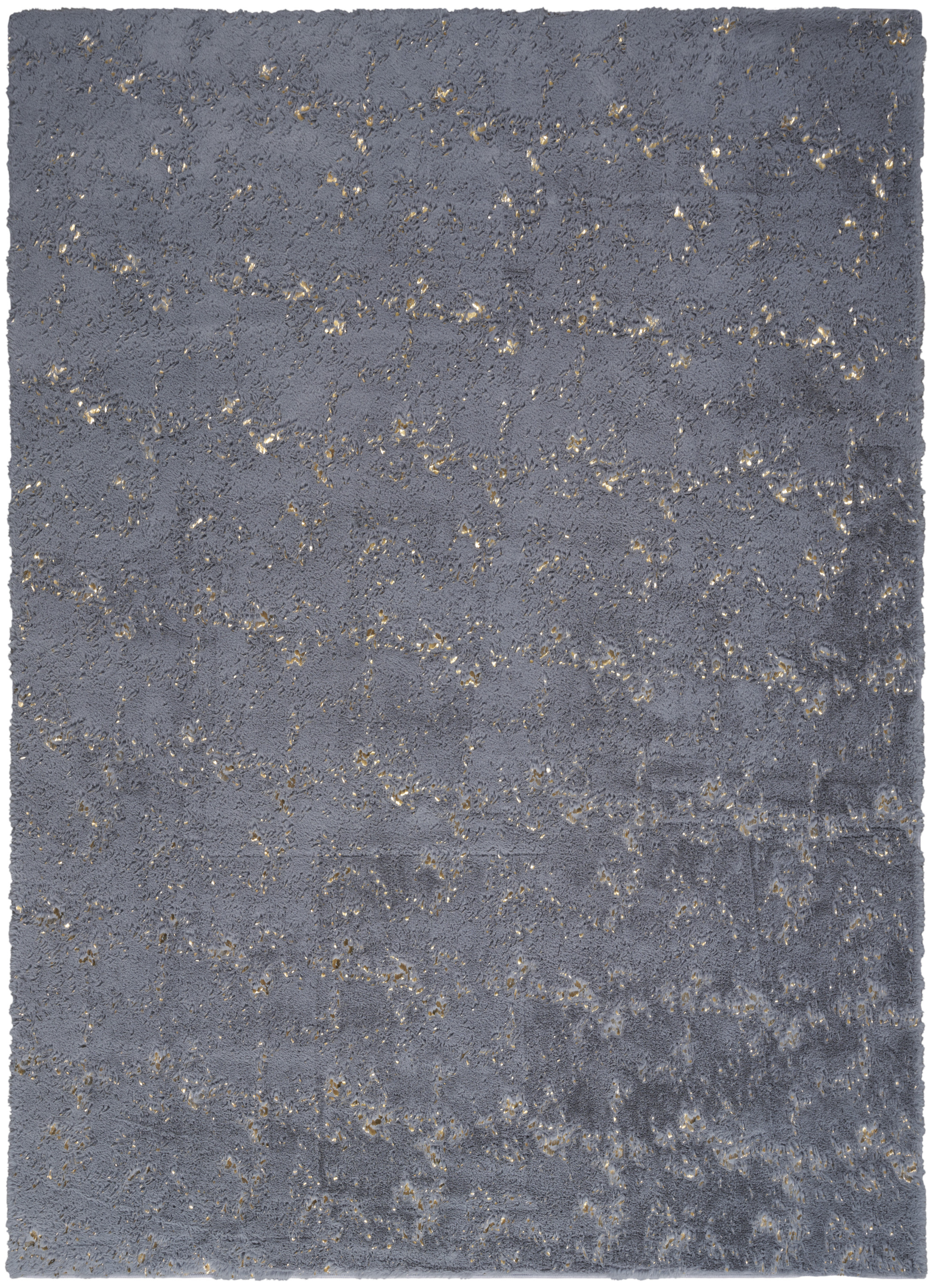 Nourison Cozy Shimmer 7'9" x 9'9" Slate Gold Glam Indoor Rug