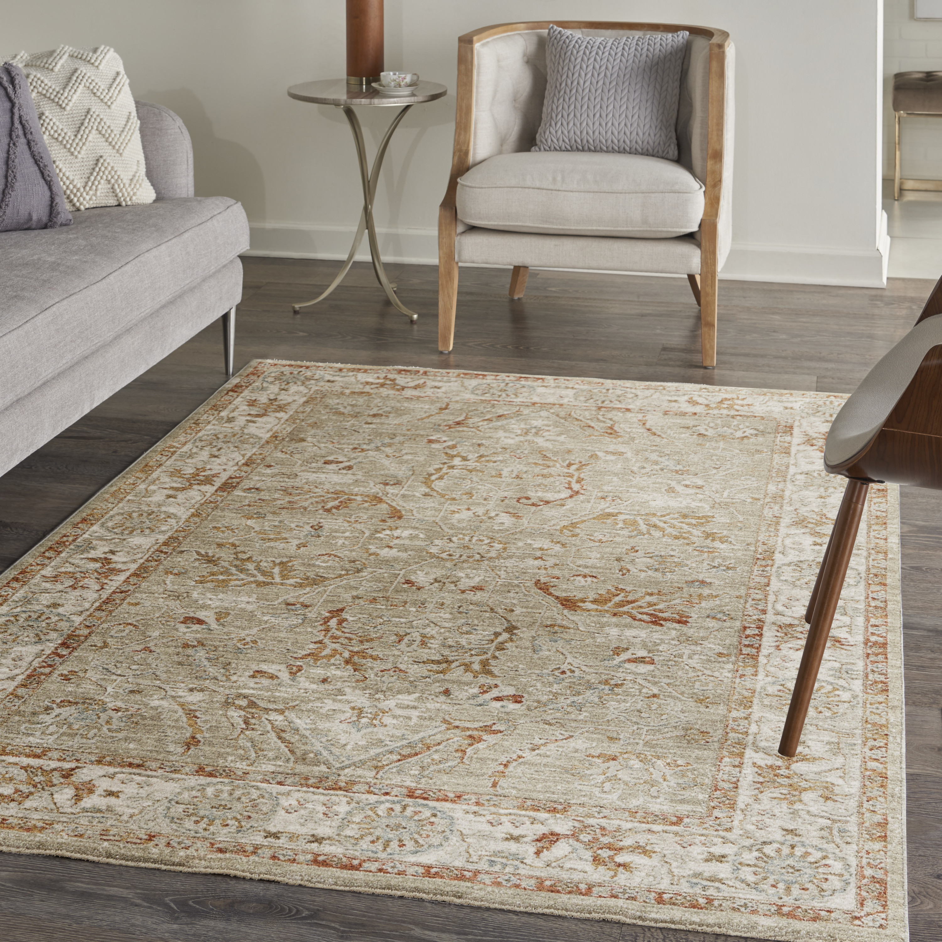Nourison Infinite 5'3" x 7'8" Sage Ivory Vintage Indoor Rug