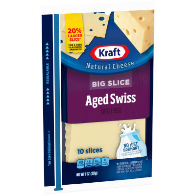 Kraft Big Slice Aged Swiss Cheese Slices, 10 ct Pack