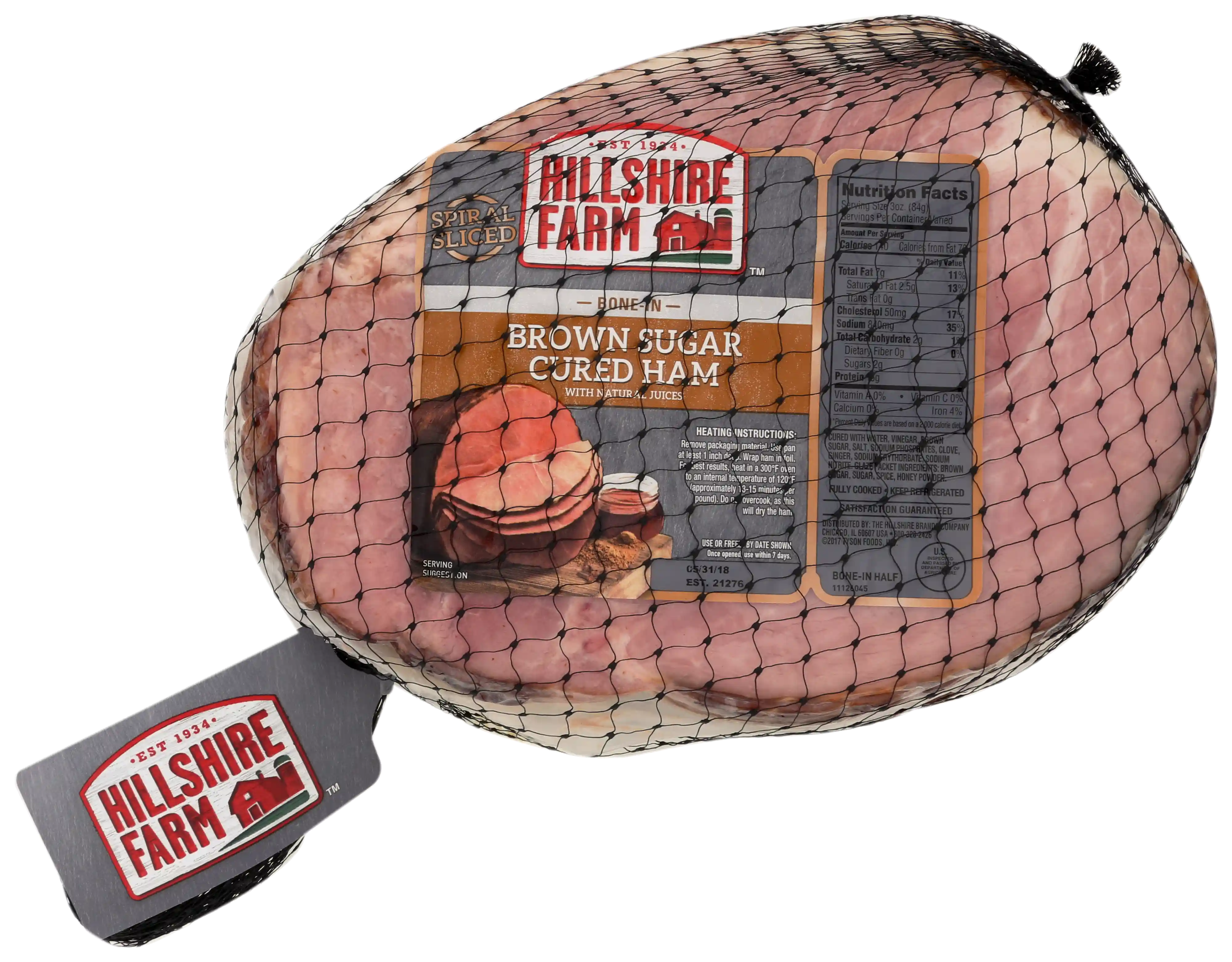 Brown Sugar Cured, Spiral Sliced, Bone In, Half Ham with Natural Juices_image_2