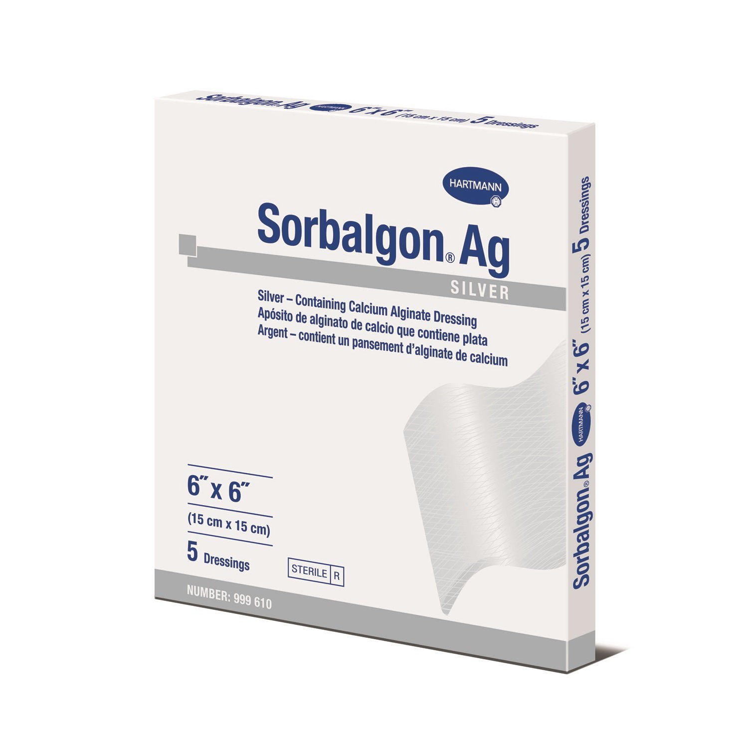 Sorbalgon® Ag Calcium Alginate Dressing with Silver, 6 x 6 Inch