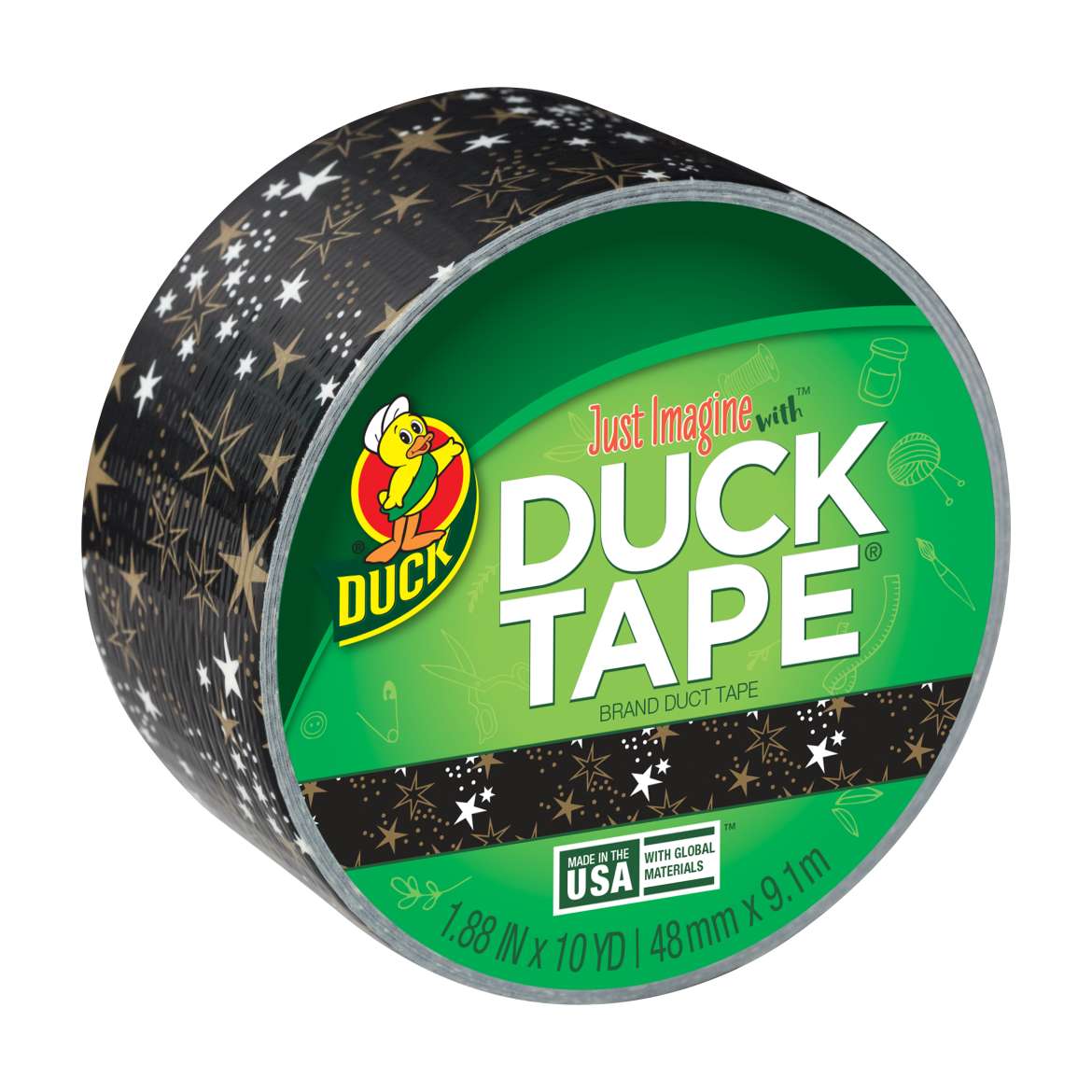 Printed Duck Tape® Brand Duct Tape - Metallic Gold Stars, 1.88 in. x 10 yd.