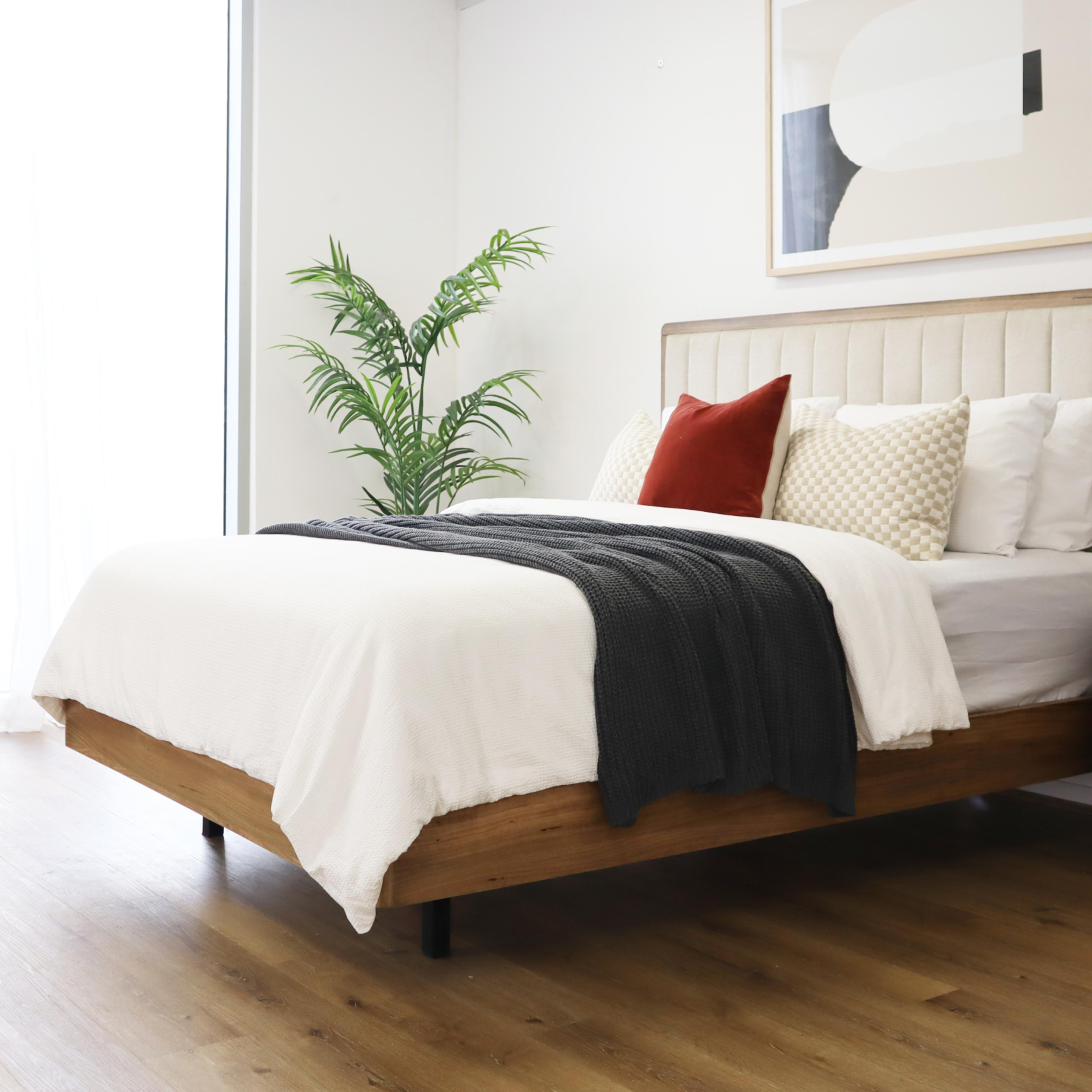 Lifestyle image of the Clifton Bed Frame, Smoked Oak from Forty Winks