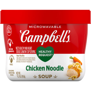 Campbell’s® Healthy Request® Chicken Noodle Soup, 15.3 Oz Microwavable Bowl (Case of 8)