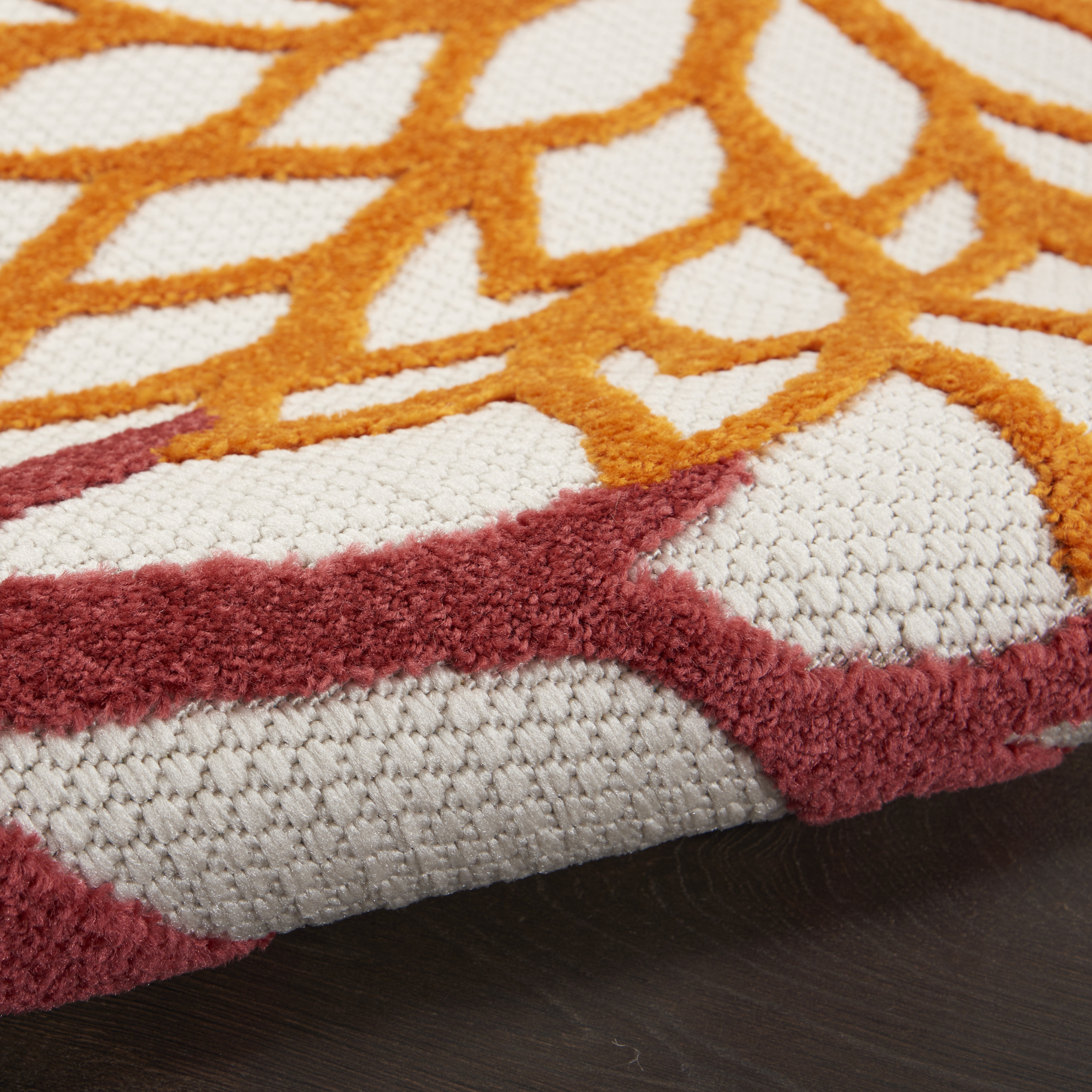 Nourison Aloha 4' x Round Red Multicolor Tropical Rug
