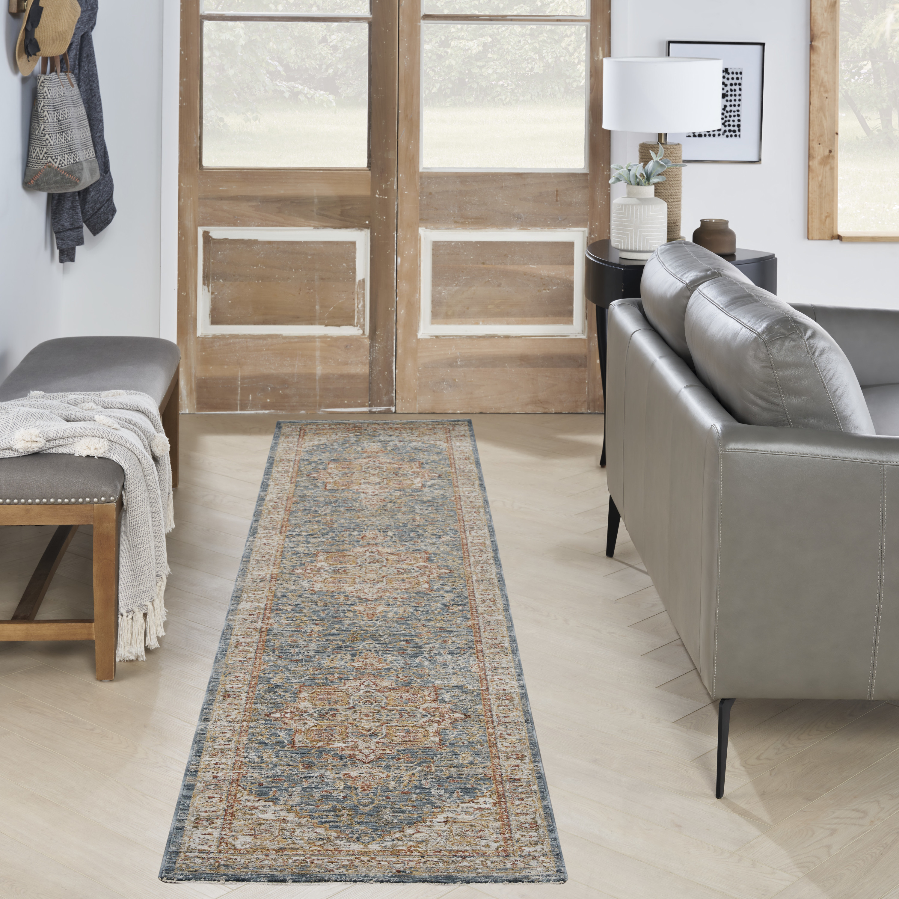Nourison Sahar 2'3" x 10'2" Ivory Blue Vintage Indoor Rug