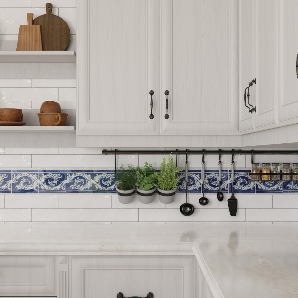 Provincial Deco Marina 6 in. x 6 in. Porcelain Wall Tile