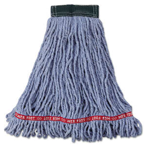 Rubbermaid Commercial, Web Foot, Blend Looped-End Wet Mop Head with 5" Headband, 20 oz, Blue