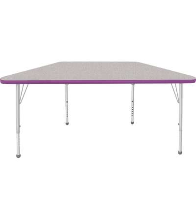 Creative Colors® Activity Table, Trapezoid, 24" x 48", Gray Nebula Top Color, Purple Edge Color, Standard Leg Height, Platinum S