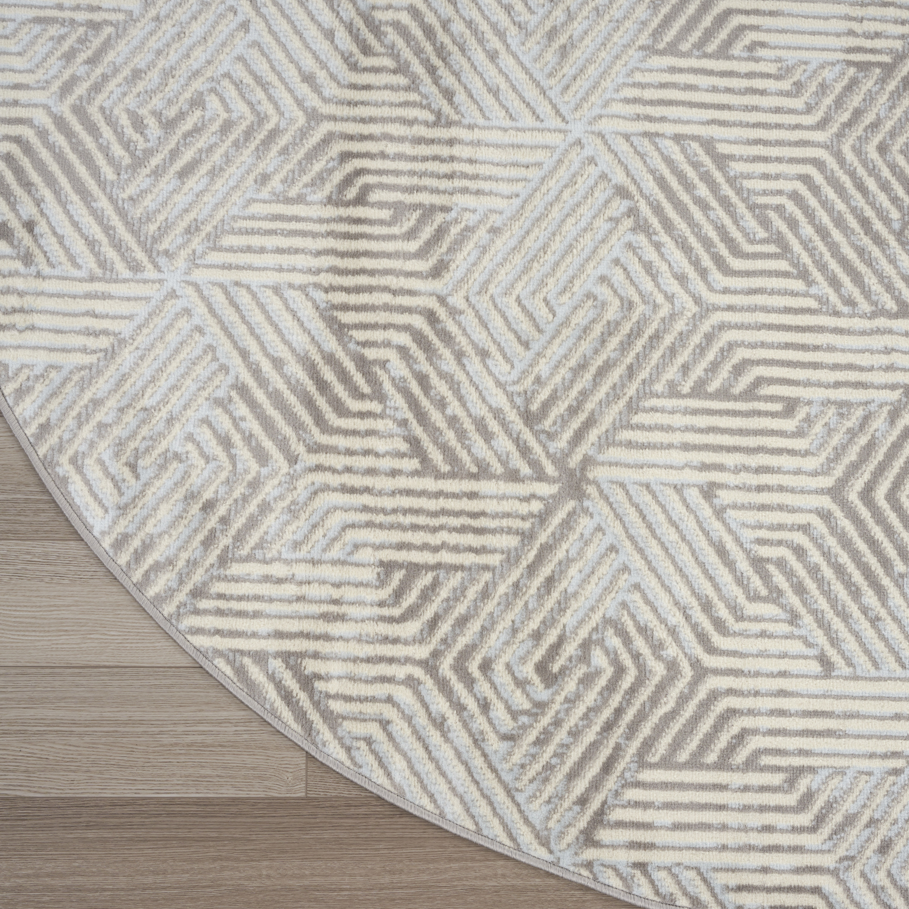 Nourison Grafix 4' x Round Grey Modern Indoor Rug