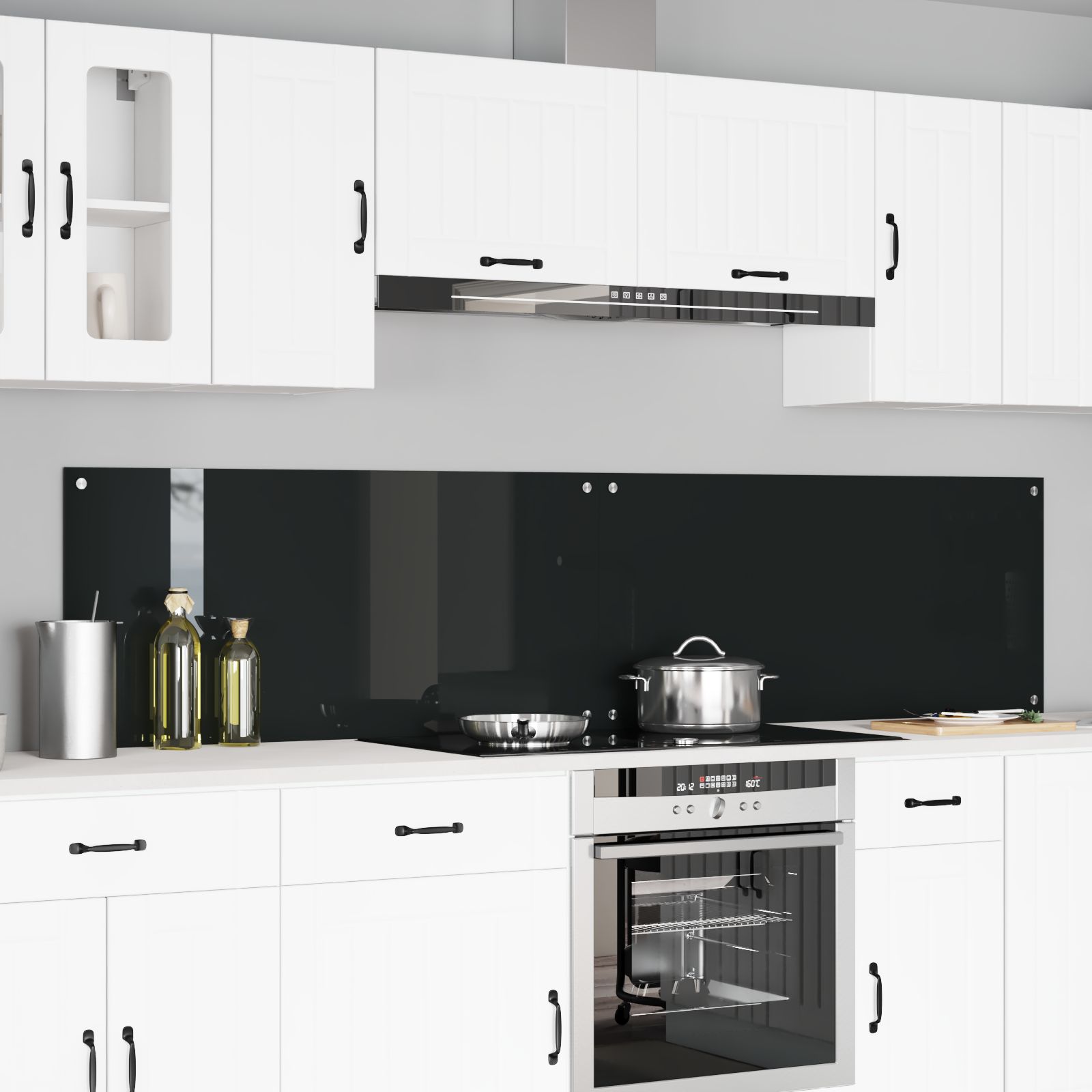 VidaXL Keukenachterwand 2 Pcs Zwart 110 X 50 Cm Gehard Glas