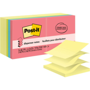 Dispenser Pop-up Notes Value Pack, 3 in x 3 in, Canary Yellow + Assorted, 14 Pads/Pack