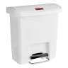 Rubbermaid Commercial, Streamline, Step-On, 4 gal, Resin, White, Rectangle, Receptacle