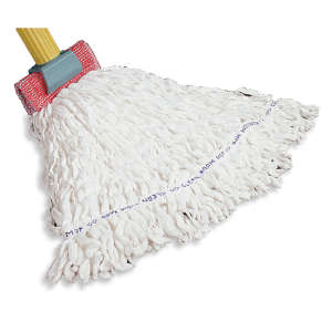 Rubbermaid Commercial, Maintenance Polyester/Rayon Looped-End Wet Mop Head with 5" Headband, 20 oz, White