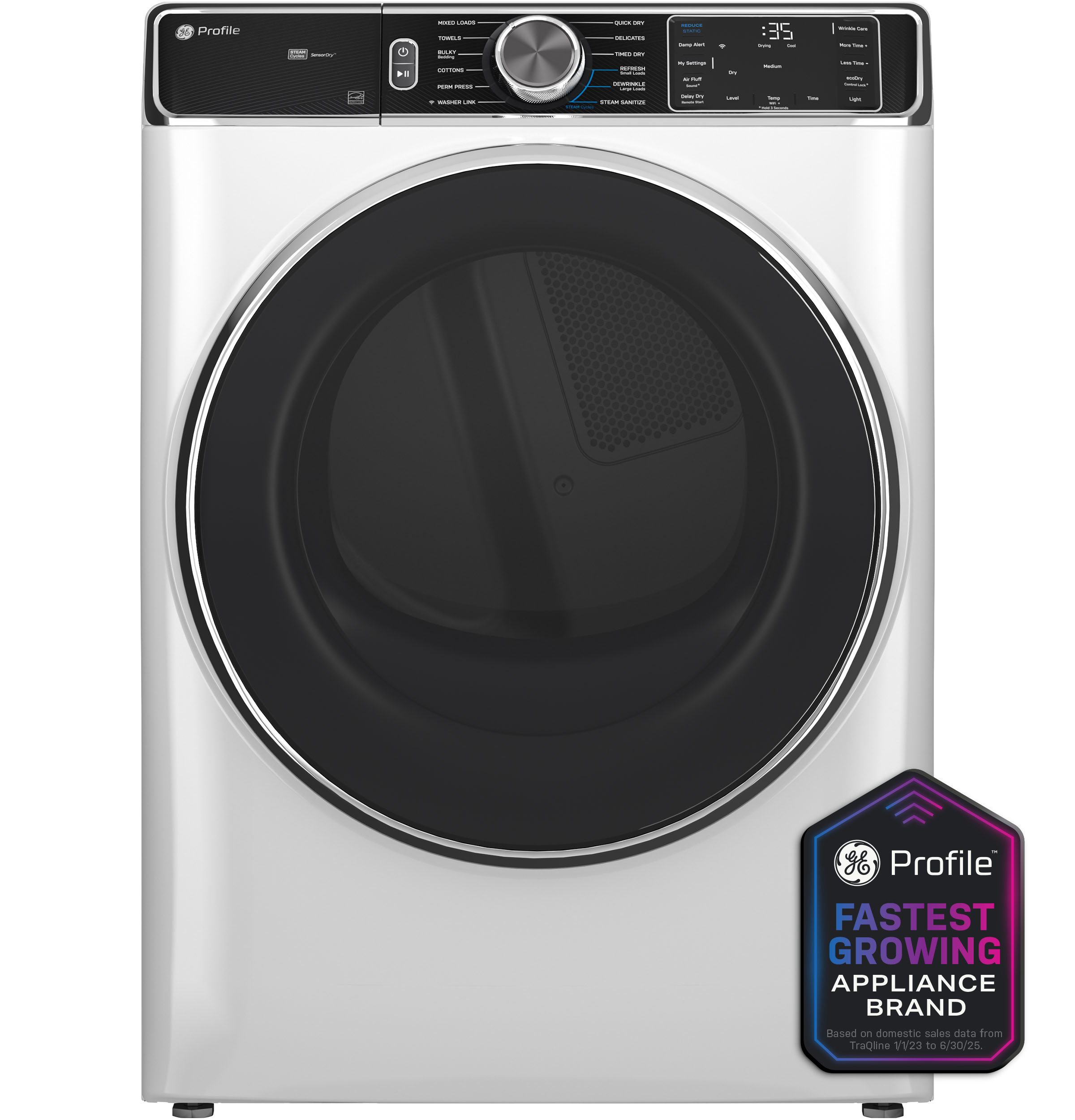 GE Profile™ 7.8 cu. ft. Capacity Smart Front Load Gas Dryer with Steam and Sanitize Cycle