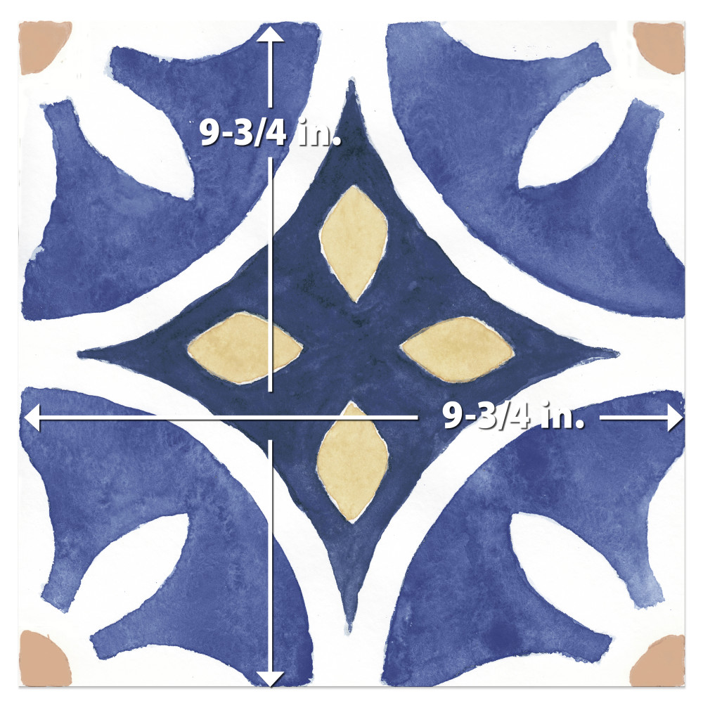 Santorini Coast Blue 9-3/4 in. x 9-3/4 in. Porcelain Floor and Wall Tile