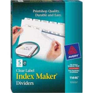 5-Tab Binder Dividers with Labels, 25 Sets