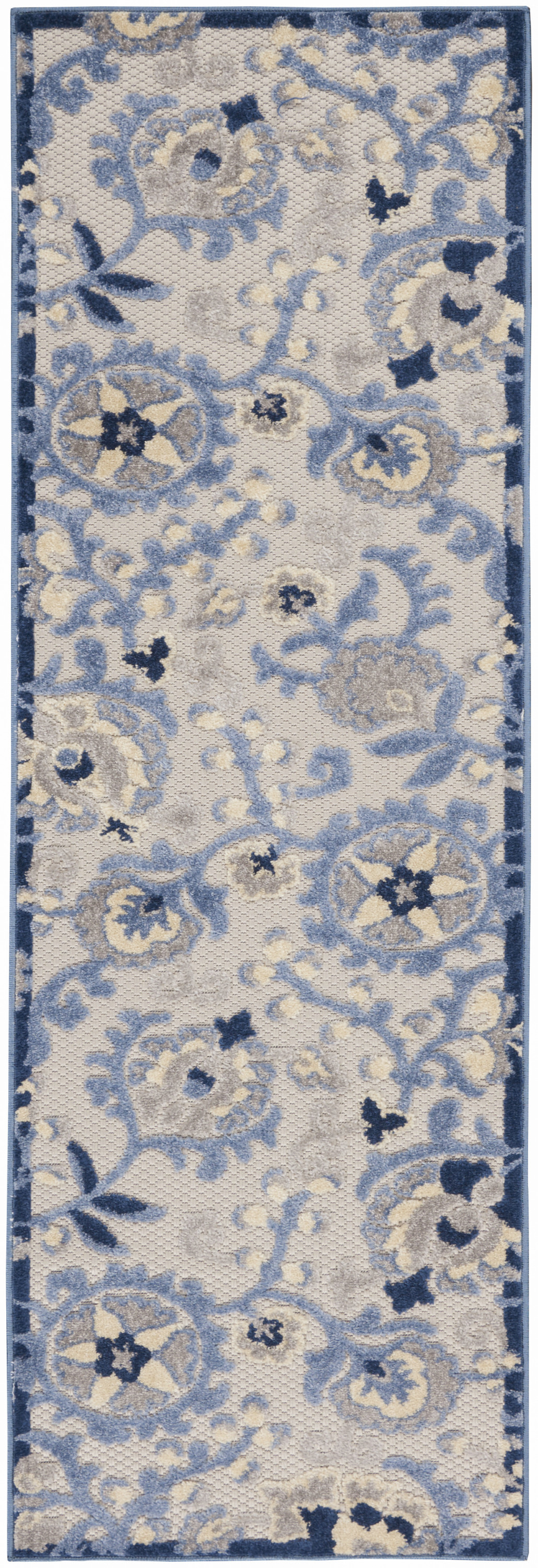 Nourison Aloha 2'3" x 12' Blue Grey Farmhouse Rug