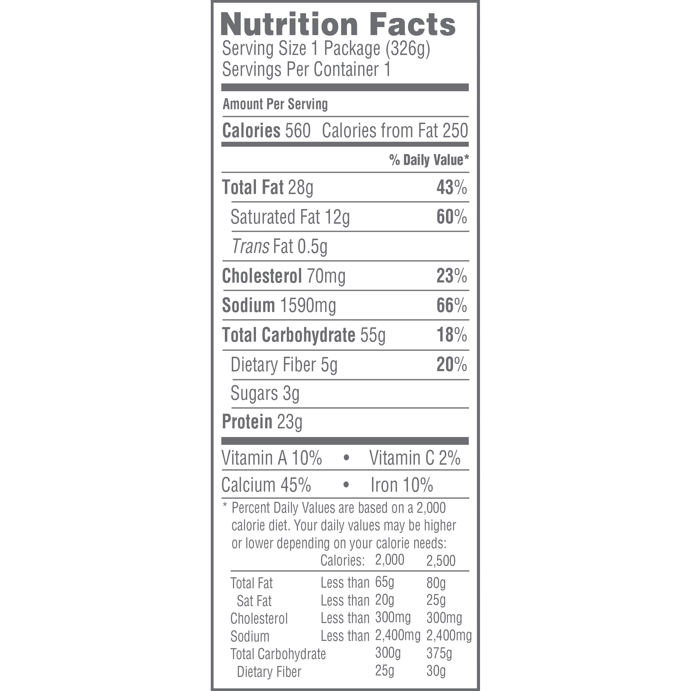 product nutritional facts image