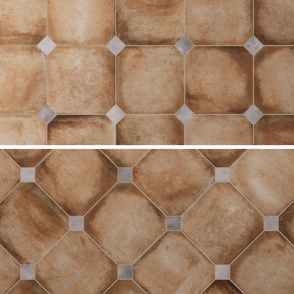 Laverton Octagon Natural with Taco Gris 7-7/8 in. x 7-7/8 in. Porcelain Floor and Wall Tile