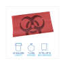 Boardwalk,  LLDPE Liner, 33 gal Capacity, 33 in Wide, 39 in High, 1.3 Mils Thick, Red