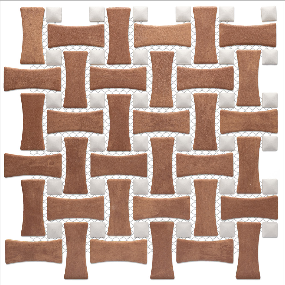 Sentier des Cotto Dog Bone Bsktwv with White Dot 10 in. x 10 in. Porcelain Mosaic Tile