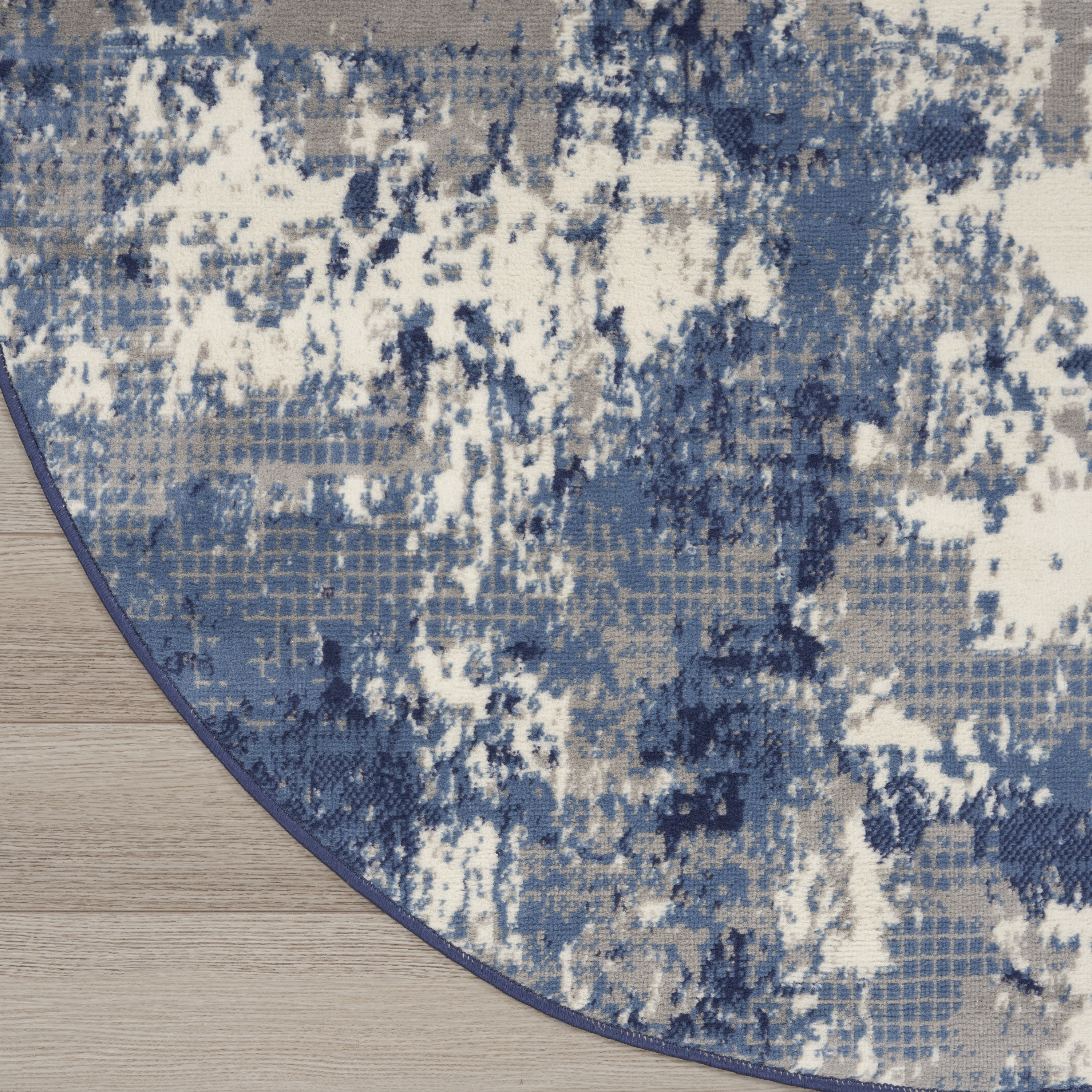 Nourison Grafix 8' x Round Navy Blue Modern Indoor Rug