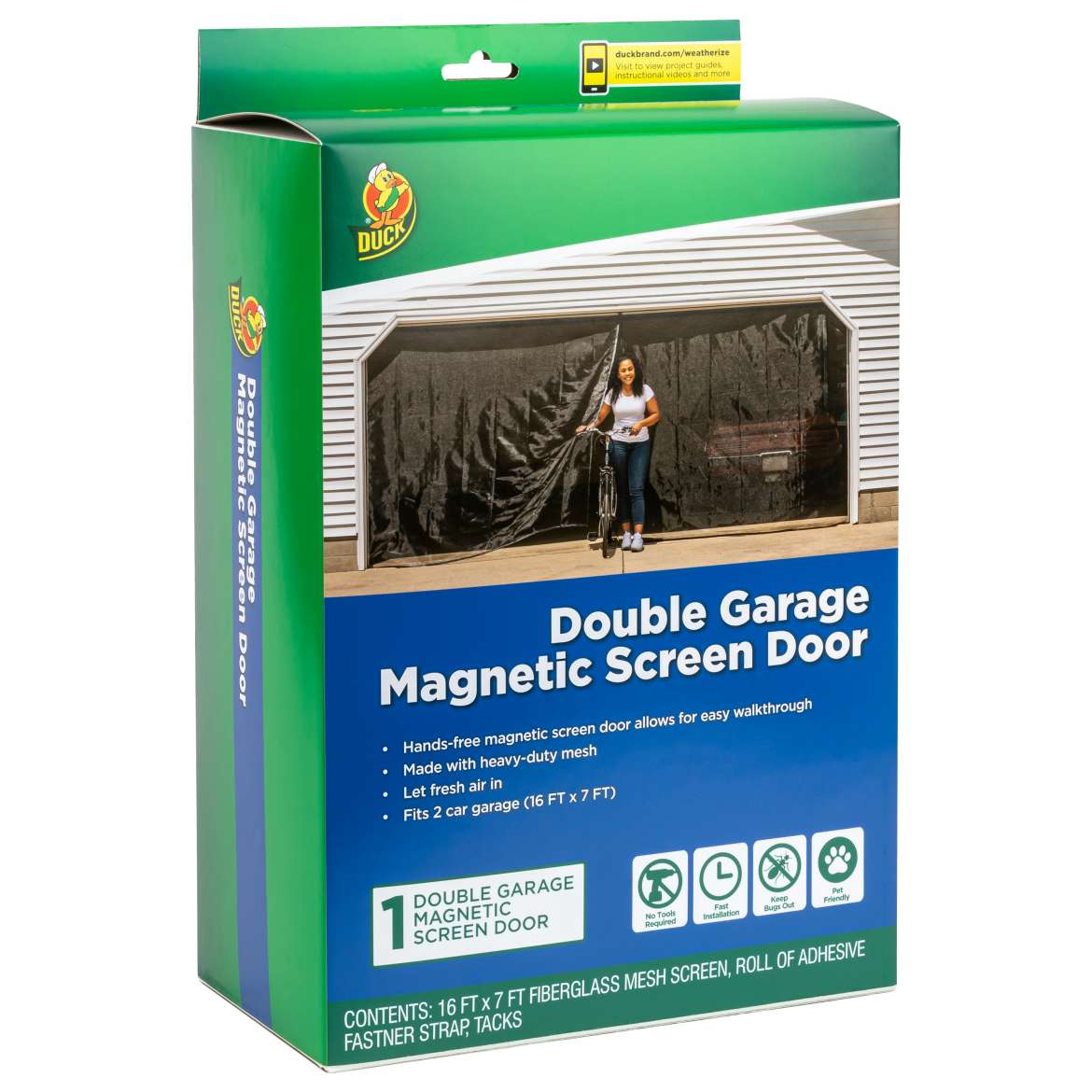 Duck® Brand Hands-Free Magnetic Double Garage Door Screen - 84 in. x 192 in.