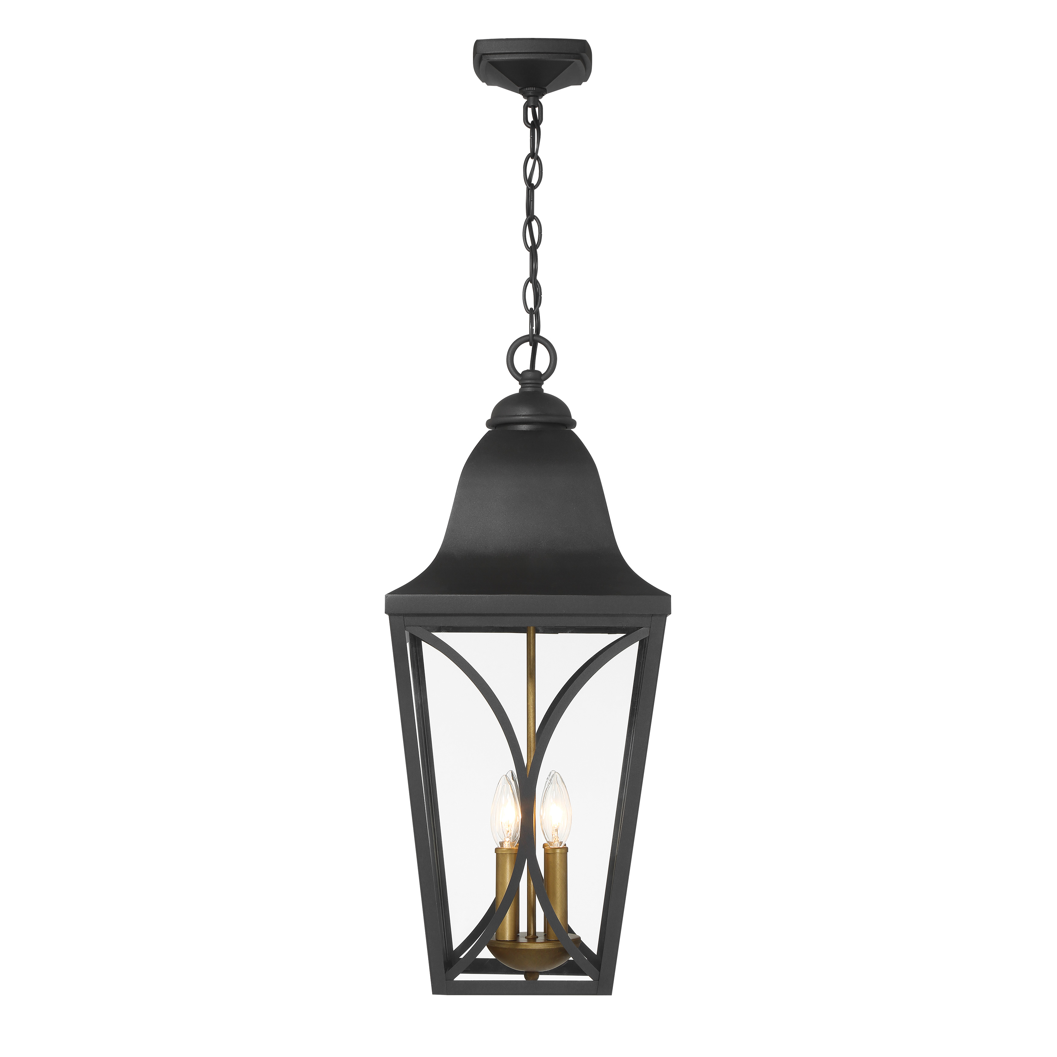 4 Light Outdoor Pendant in Sand Coal Black & Olden Brass Finish with Clear Glass - alternate view