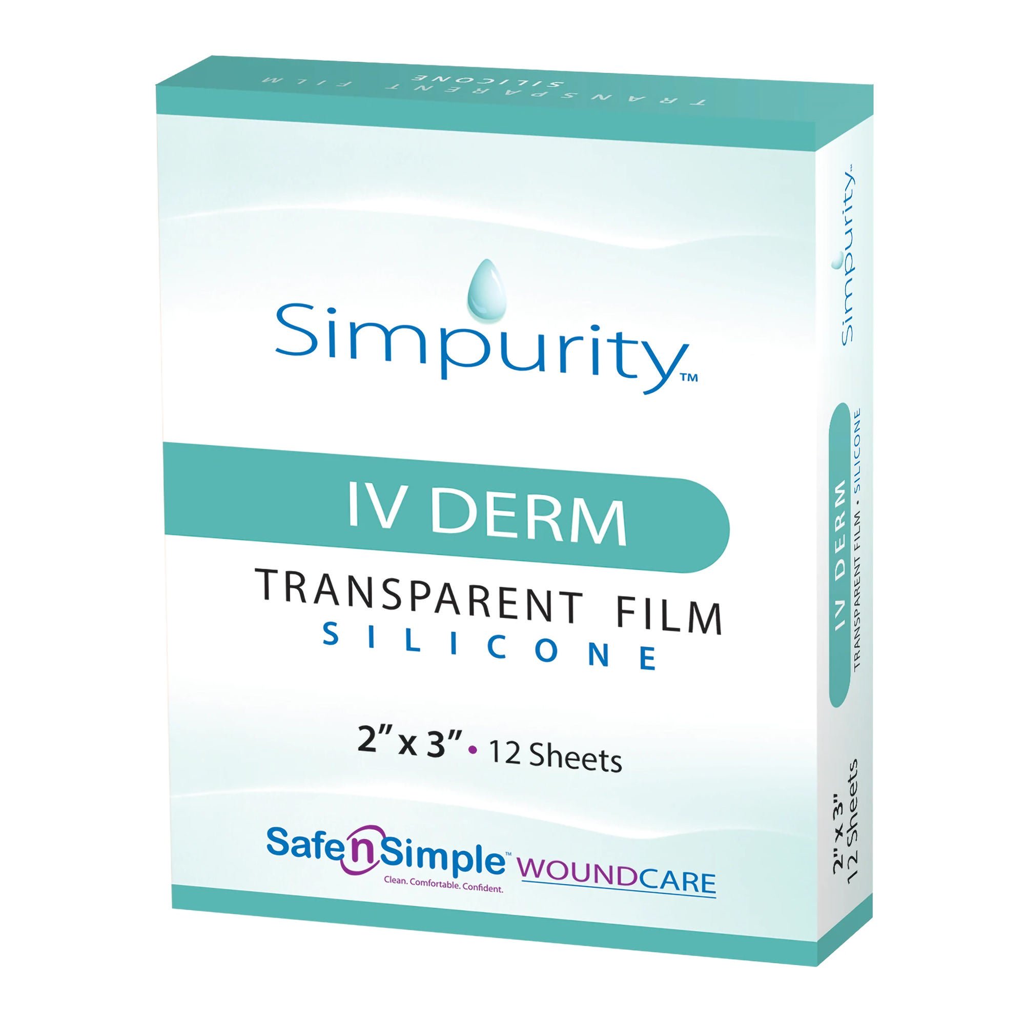 Safe N Simple DRESSING, WND IV DERM TRNSPRNTSIL 2"X3" (12/BX 16BX/CS)
