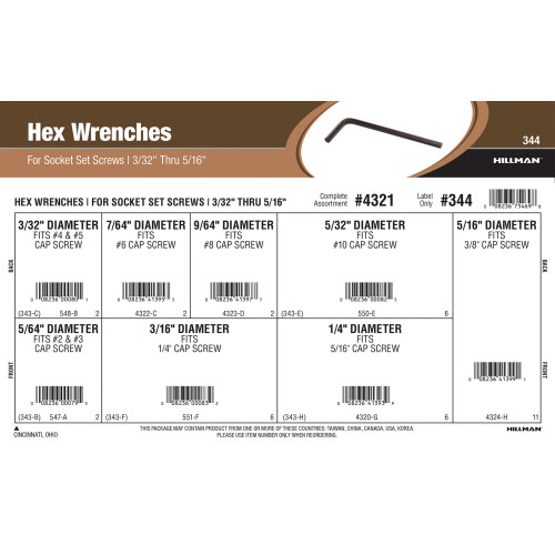 Hex Wrenches Assortment (3/32