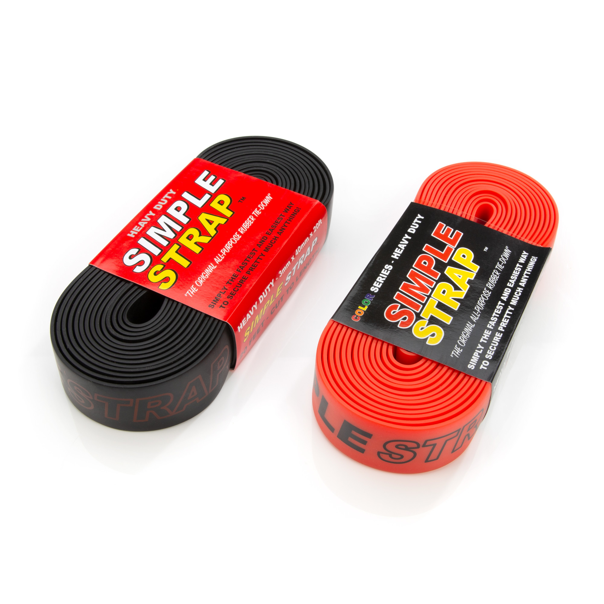 Simple Strap 3mm HeavyDuty Rubber Tie Down Straps, Black and Red 2pk