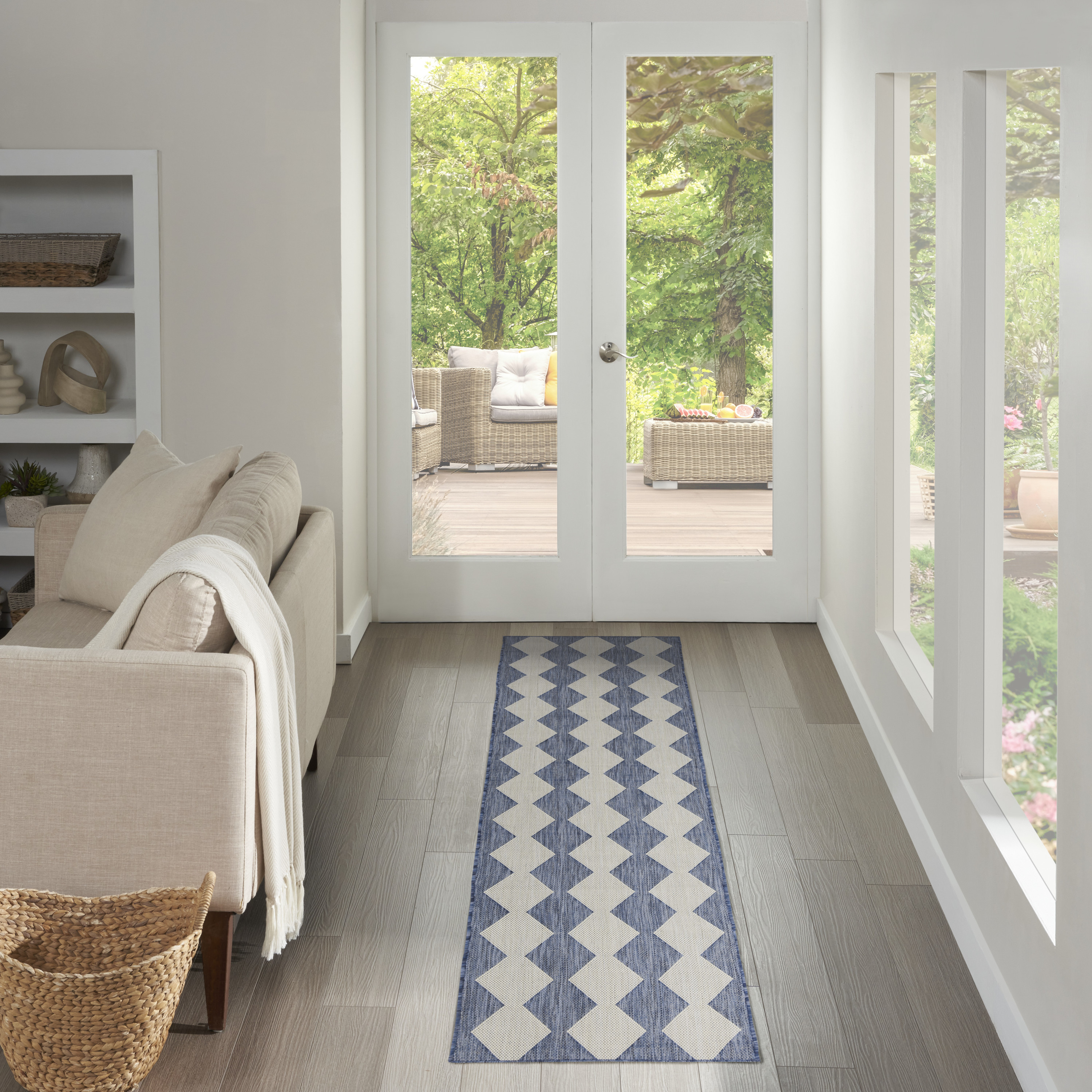 Nourison Positano 2'2" x 10' Navy Blue Modern Rug