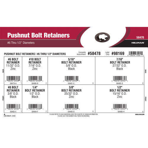 Pushnut Bolt Retainers Assortment (#6 thru 1/2