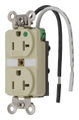 HBL® Straight Blade Duplex Receptacle Hospital Grade Tamper-Resistant 20A 125V 2P3W NEMA 5-20R Wire Leads Ivory