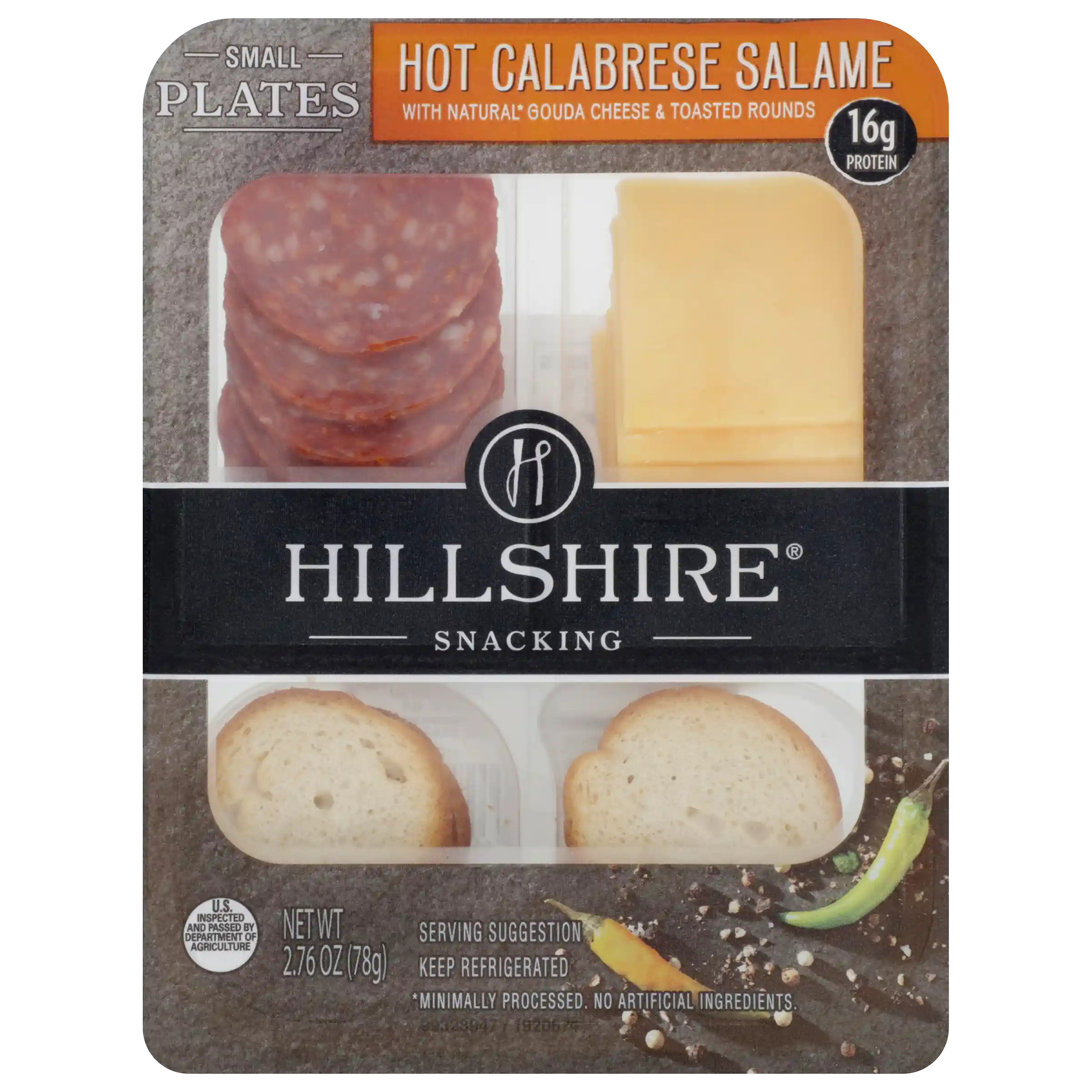 Hillshire® Snacking Small Plates, Hot Calabrese Salame Deli Lunch Meat with Gouda Cheese, 2.76 oz_image_2