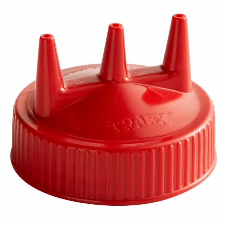 Traex® wide-mouth squeeze dispenser Tri Tip™ replacement cap in red