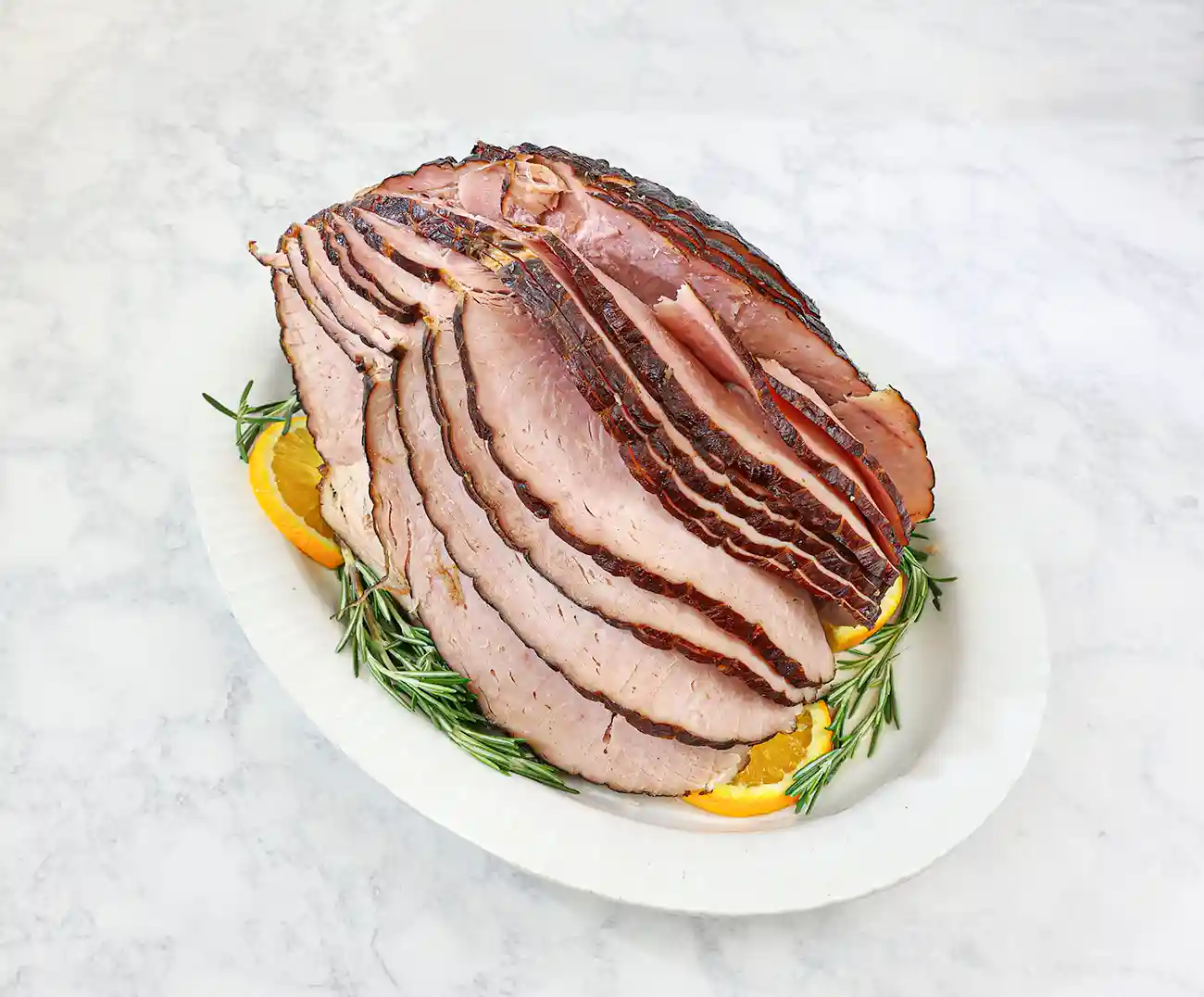 Brown Sugar Cured, Spiral Sliced, Bone In, Half Ham with Natural Juices_image_1