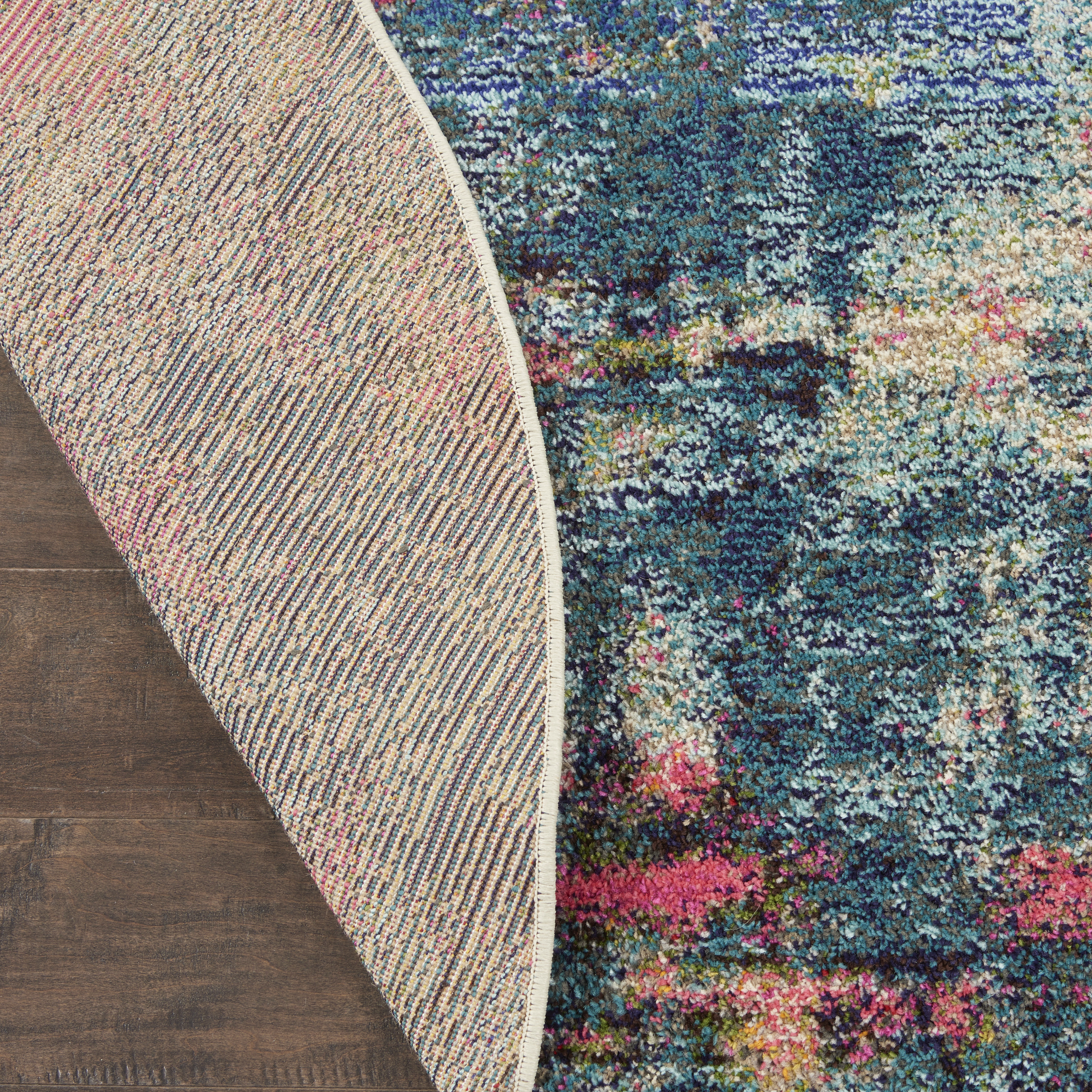 Nourison Celestial 4' x Round Blue Yellow Modern & Contemporary Indoor Rug