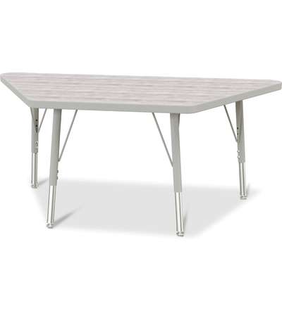 Berries® Trapezoid Activity Table - 24" X 48", E-height - Driftwood Gray/Gray/Gray