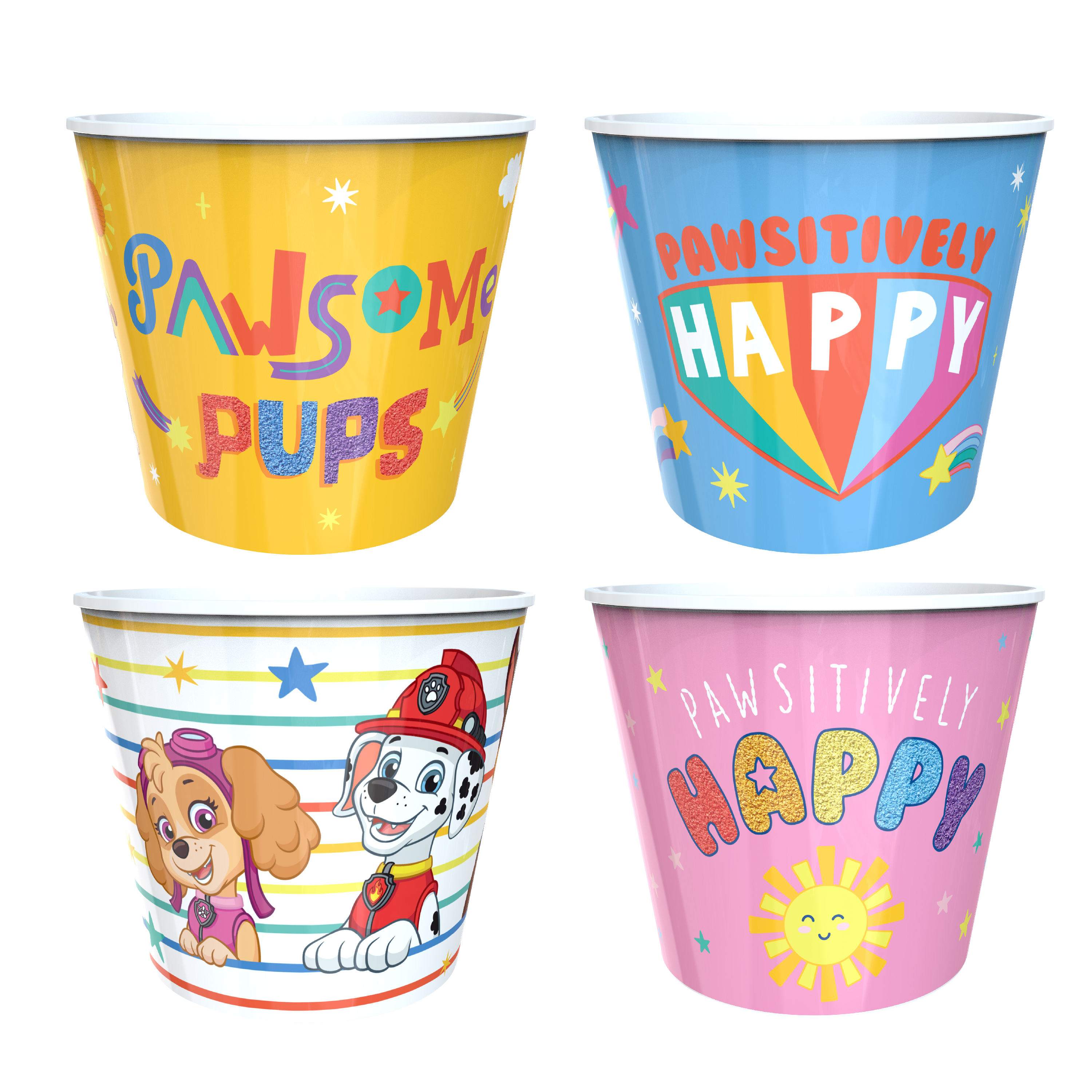 Paw Patrol Plastic Popcorn Container and Bowls, Chase, Marshall and Friends, 5-piece set slideshow image 2