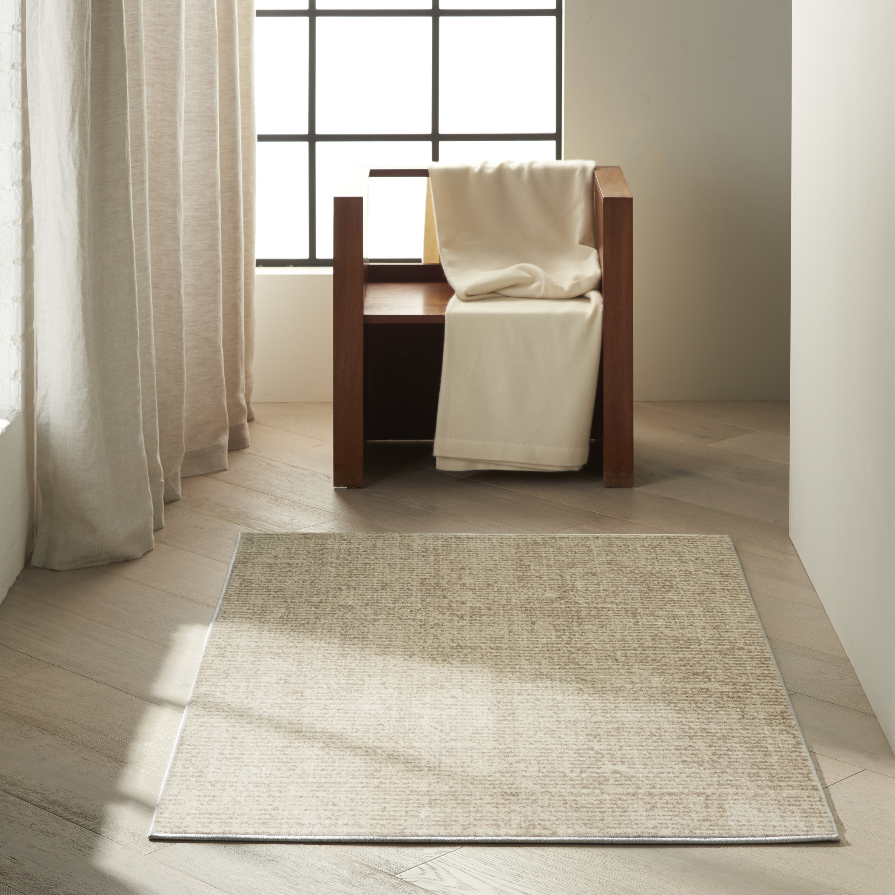 Calvin Klein Etched 3'2" x 5' Ivory Beige Contemporary Indoor Rug