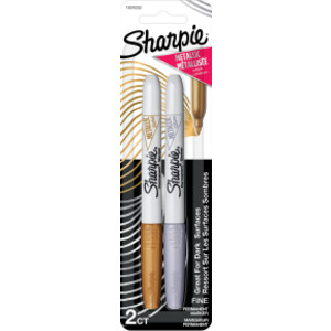 Metallic Permanent Markers, Fine Point, Gold & Silver, 2 Count