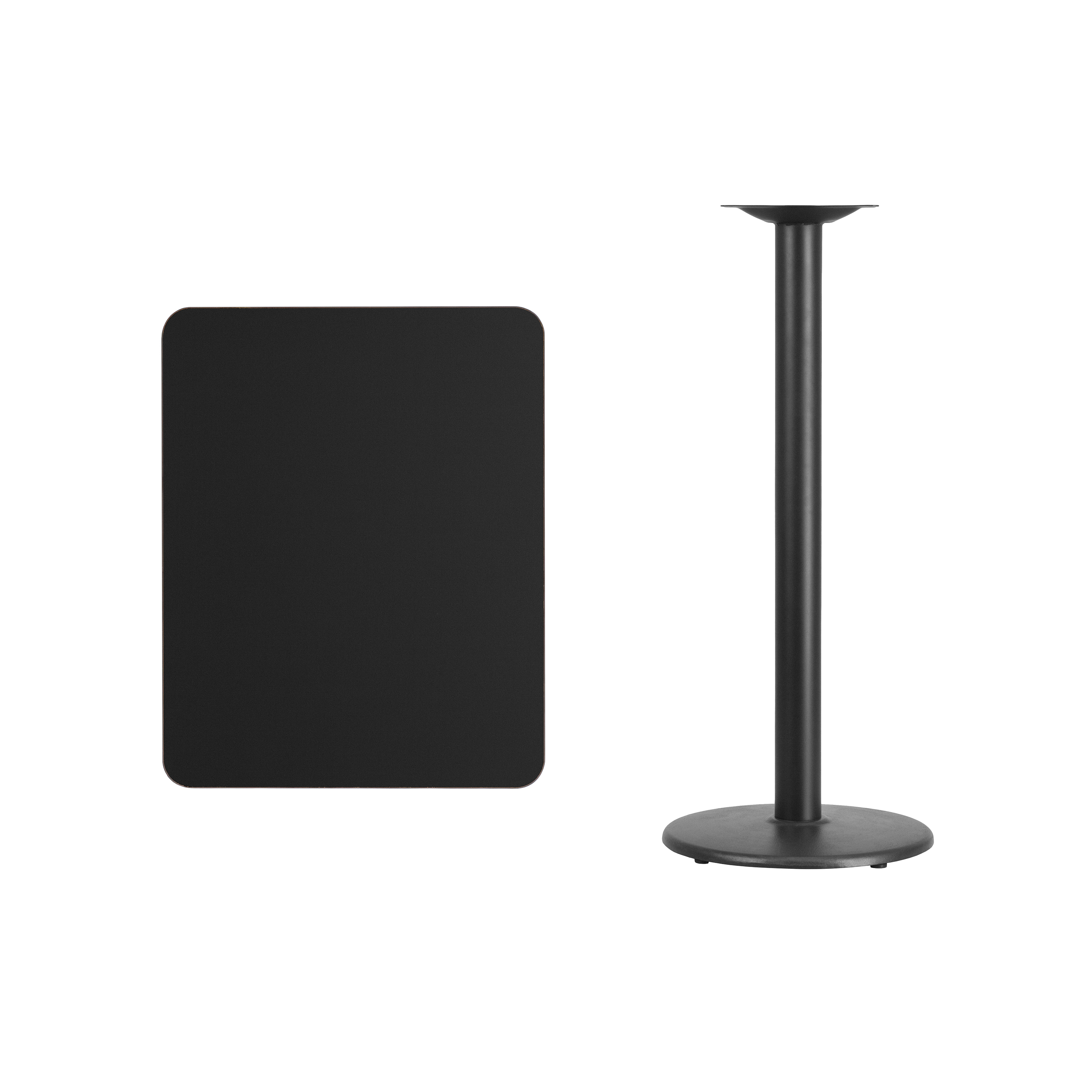 Stiles 24'' x 30'' Gray Rectangular Laminate Table Top with Black 18" Round B... - Picture 9 of 35